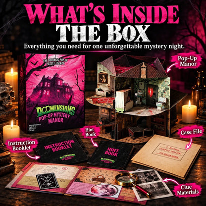 Dark Mansion Pop-Up Detective Puzzle Box, Immersive Mystery Adventure for Weekend Game Parties