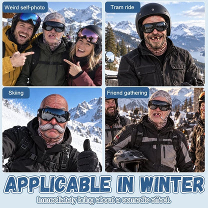 Lustige Skimaske mit realistischem Gesicht – witzige Winter-Party-Ausrüstung für Outdoor-Gruppen