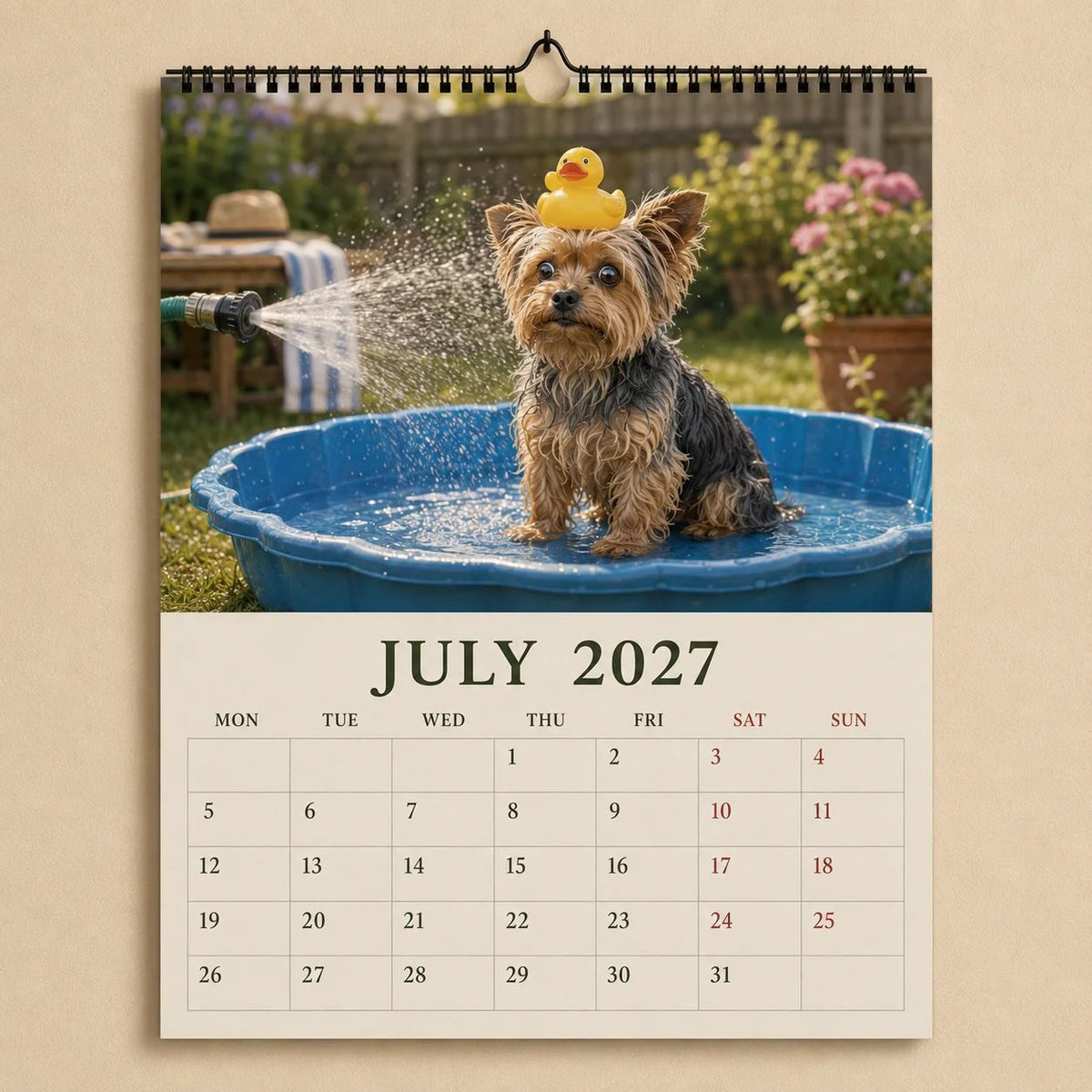 2027 Funny Yorkshire Terrier Wall Calendar | A4 Hanging Calendar