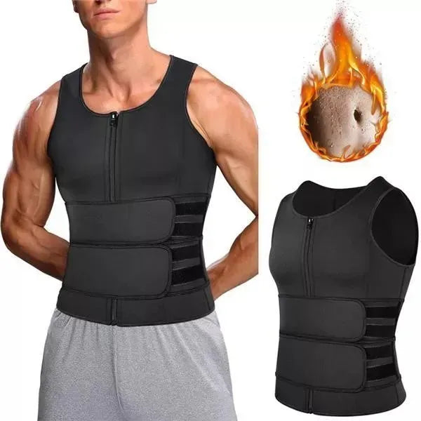 ⭐💪Men Body Shaper Sauna Vest Waist Trainer Double Belt
