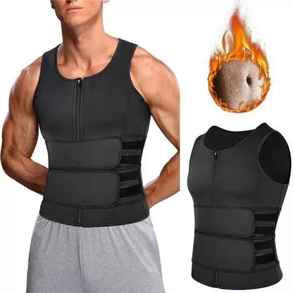 ⭐💪Men Body Shaper Sauna Vest Waist Trainer Double Belt