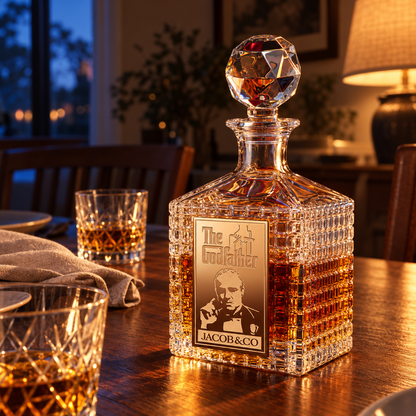 🥃 The Godfather-Inspired Whiskey Decanter | Faceted Stopper, Gold-Tone Details & Classic Cinema Style 🎬