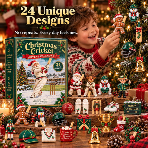 🏏🎄Christmas Cricket Advent Calendar 2026 - 24-Day Festive Countdown, Acrylic Charms Blind Box - Gift For Cricket Lovers
