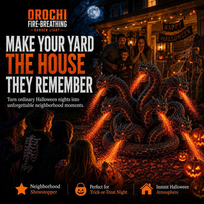 🔥HOT SALE🔥🎃 Fire-Breathing Orochi Solar Garden Light – Epic Multi-Headed Dragon Halloween Decor