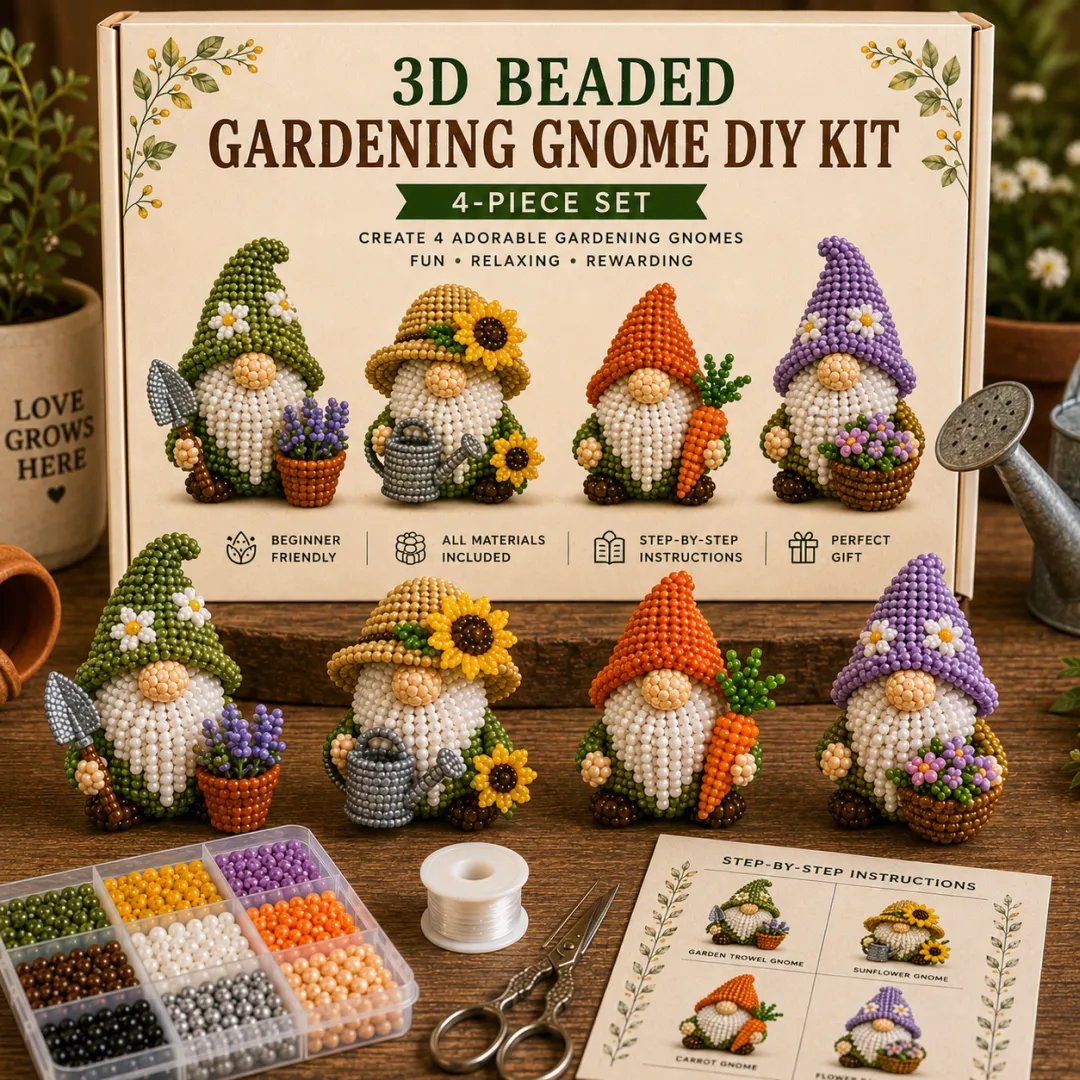 🇺🇸 3D Beaded Patriotic Gnome DIY Kit ✨ Celebrate Freedom With Handmade American Spirit ❤️🤍💙