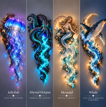 ⏰Limited Stock 50% OFF - 🌊✨ Enchanted Ocean Legends™ Lighted Wall Décor Collection 🐋🧜‍♀️