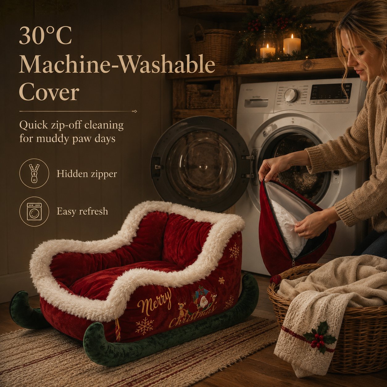 🎄 Santa Paws Christmas Dog Beds – Cozy Festive Sleigh & Holiday Pet Beds