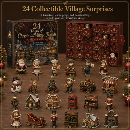 ⏳ Last Day 49% OFF – 🎄24 Days Of Christmas Village Friends Advent Calendar | 24 Unique Miniature Characters, Shops & Holiday Collectibles for a Complete Festive Village ✨