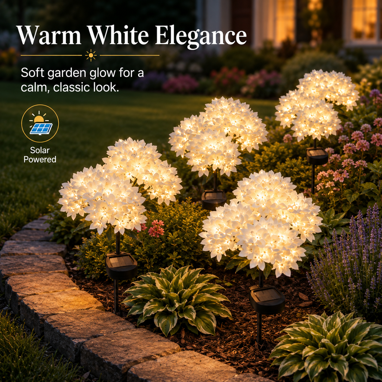 Waterproof Outdoor Solar-Powered Hydrangea Garden Light