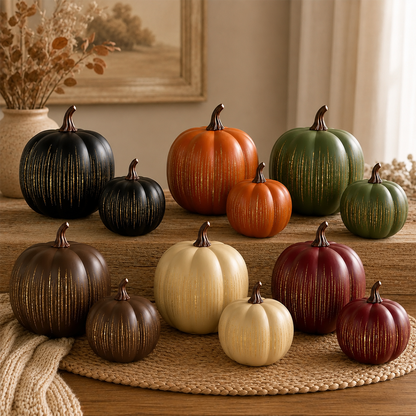 Lighted Starry Night Glass Pumpkin Set