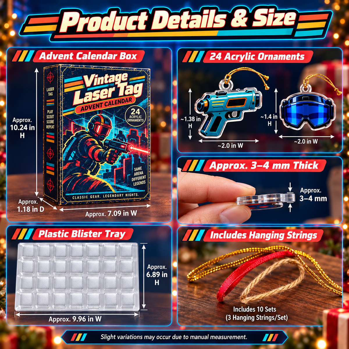 Vintage Laser Tag Advent Calendar – 24 Retro Gaming Acrylic Ornaments