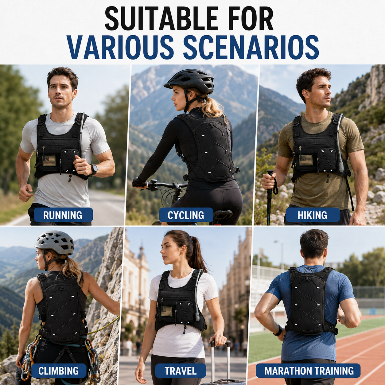 Running Vest,Lightweight Adjustable Chest Pack with Pistol Holster, Pack with 1.5L Water Bladder, Reflective Running Hydration Vest