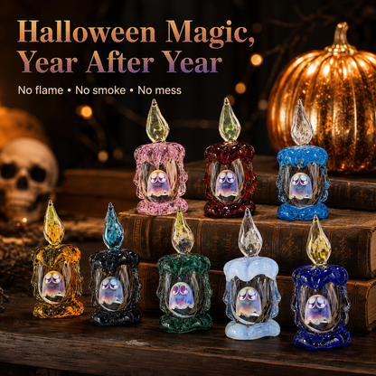 Tiny Ghost in a Glass Candle – Sun-Catching Collectible Figurine