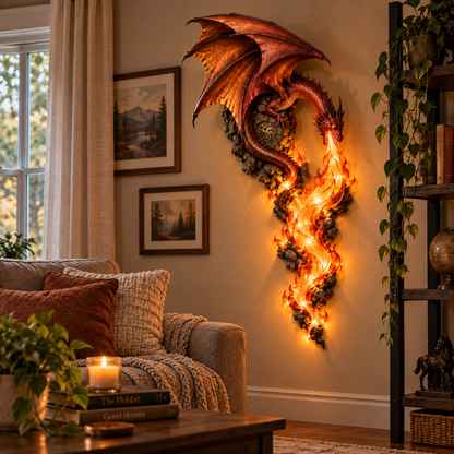 Dragon Flame Wall Sconce – Glowing Fantasy Dragon Wall Decor