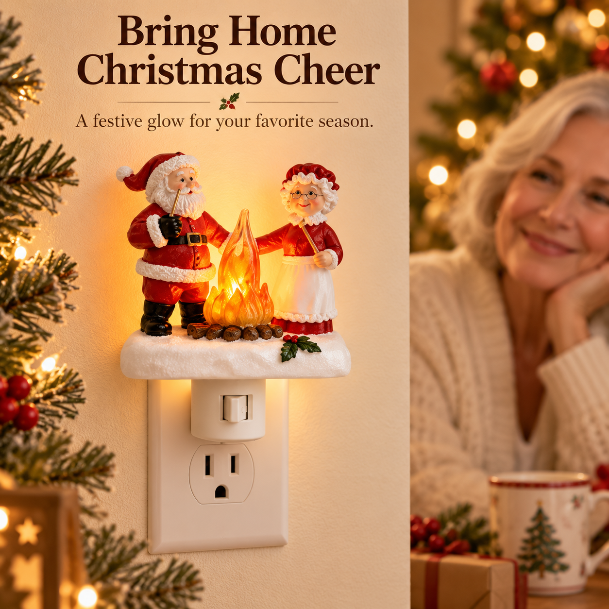 Cozy Campfire Plug-In Night Light in 9 Charming Seasonal Styles