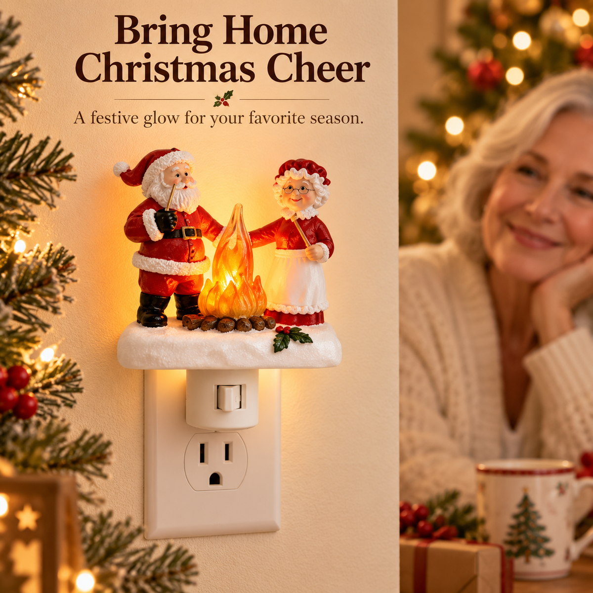 Cozy Campfire Plug-In Night Light in 9 Charming Seasonal Styles