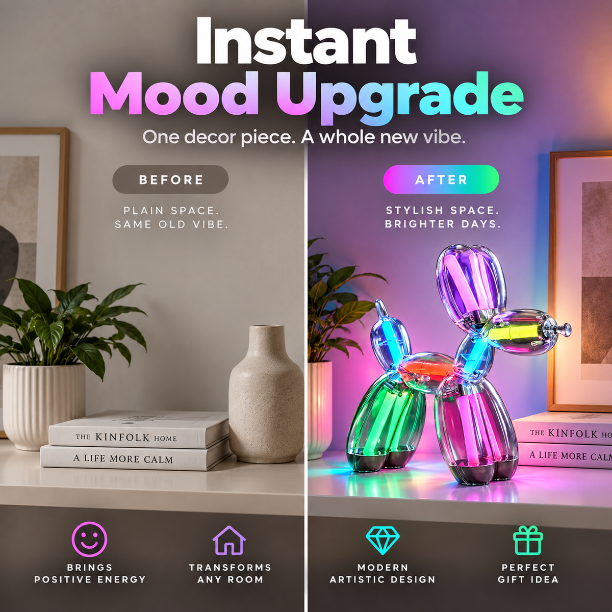 Glow Pup room before and after