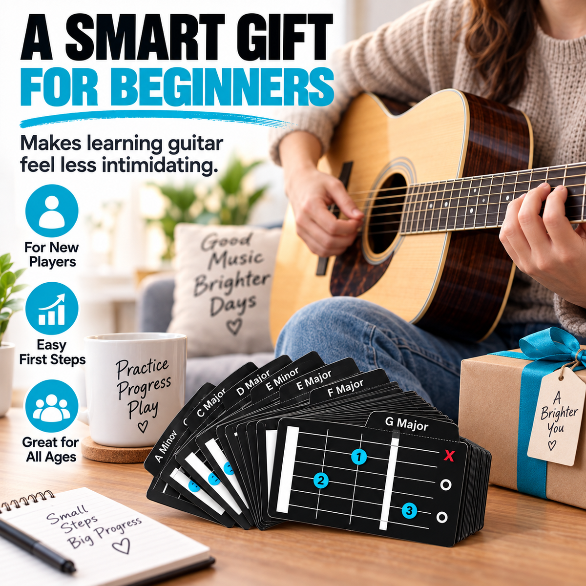 Learn Guitar Chords Faster – Beginner Fretboard Guide Cards