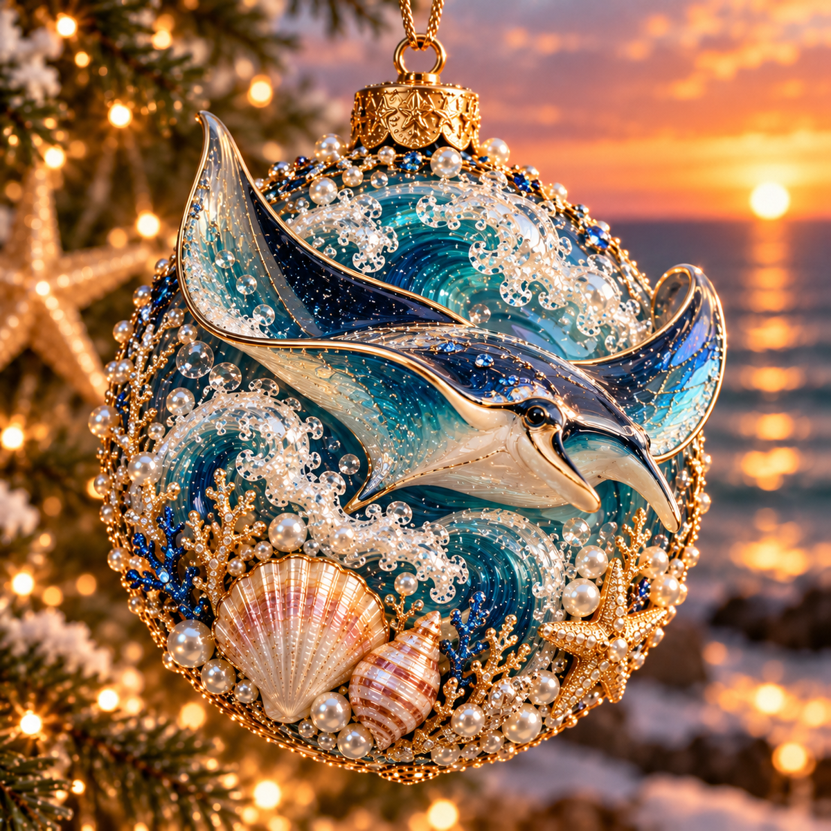 🌊🎄 Coastal Christmas Ocean Legends™ – 3D Marine Life Ornament Collection