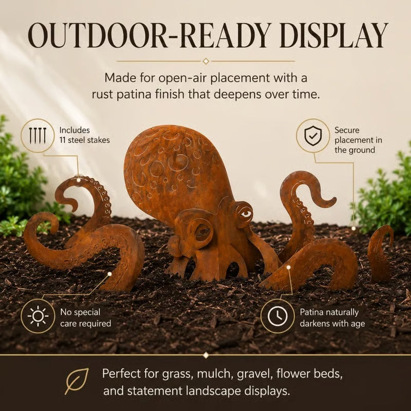 Rustic Kraken Octopus Garden Sculpture