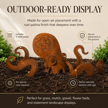 Rustic Kraken Octopus Garden Sculpture
