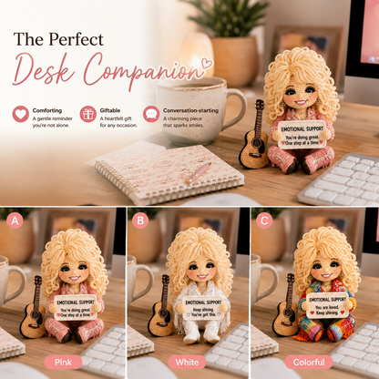 Little Emotional Support Friend – Handmade Crochet Encouragement Doll with Mini Guitar