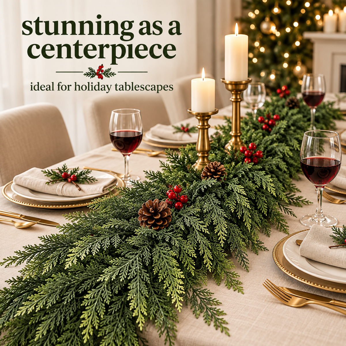 Christmas garland table centerpiece