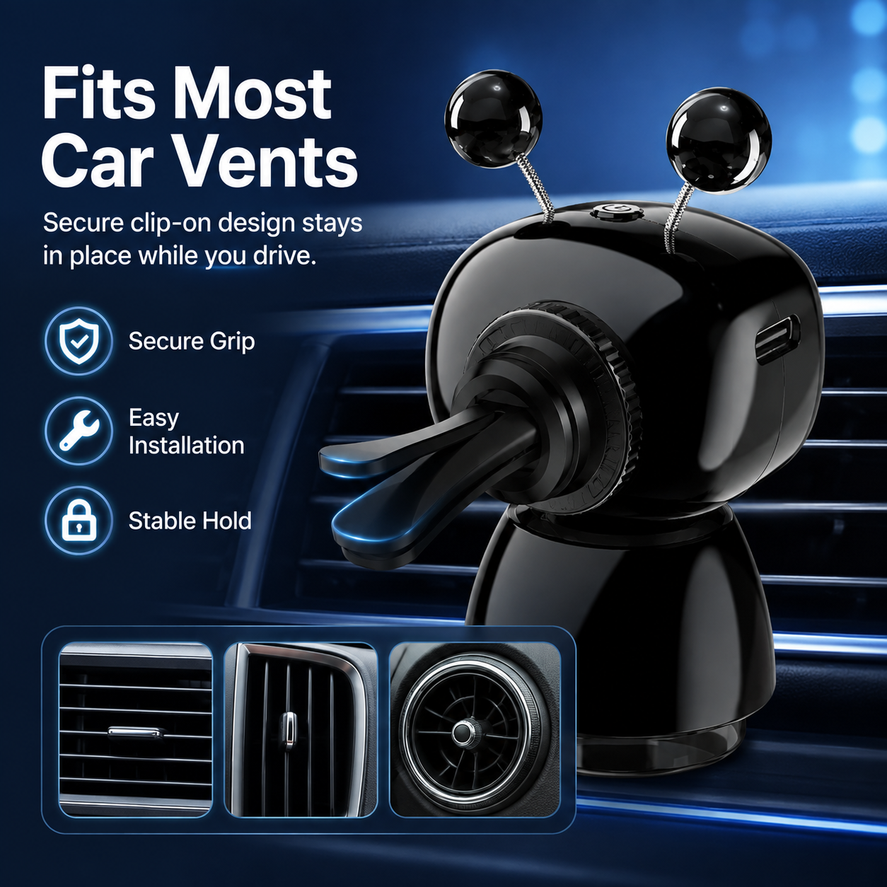 Cute Robot Car Diffuser – Auto-Sensing Mist & LED Vent Freshener