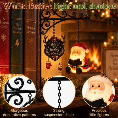 📚🎄 Cozy Christmas Shelf Glow – Hanging Holiday Character Reading Nook Light