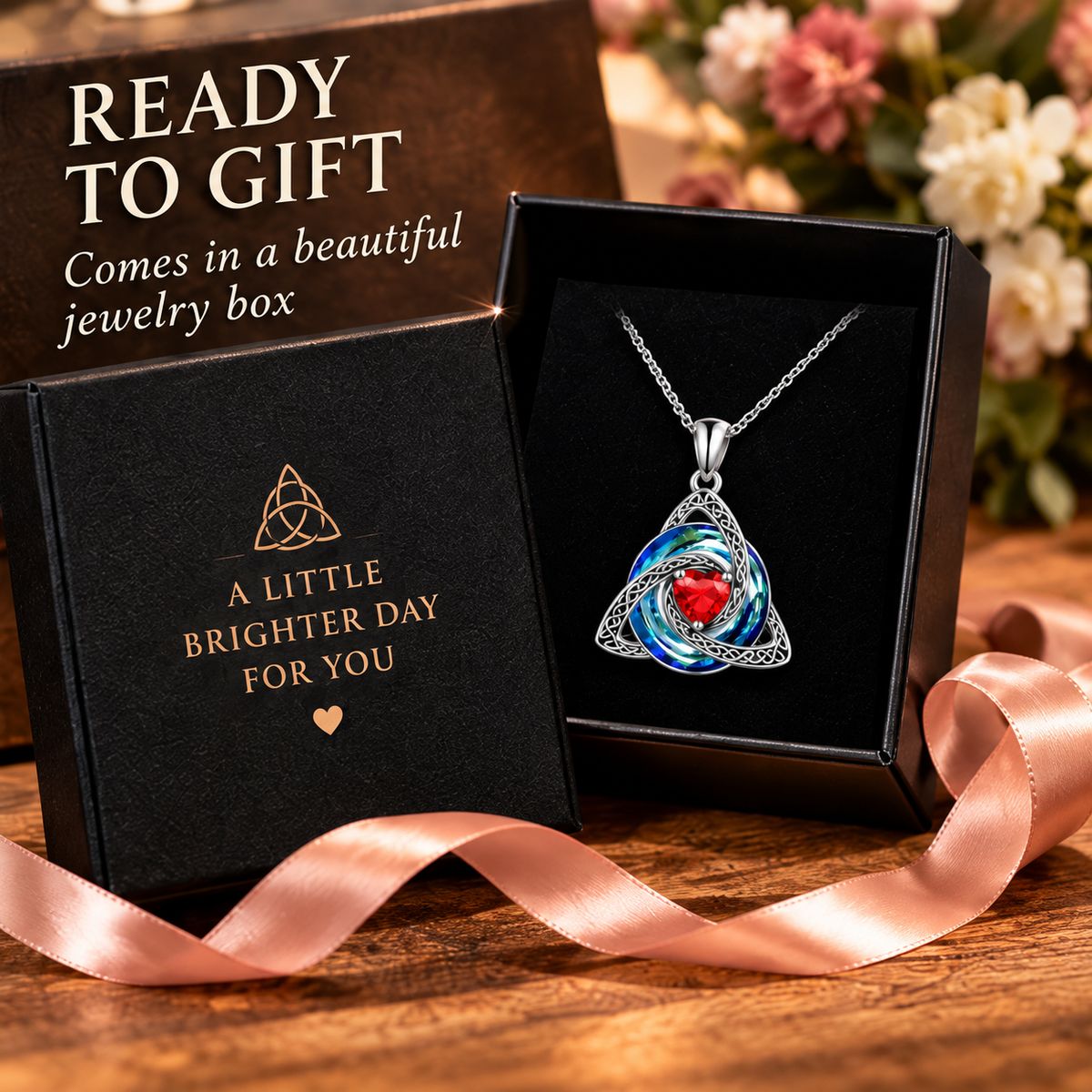 Celtic Heart Birthstone Necklace – Personalized Birth Month Gift