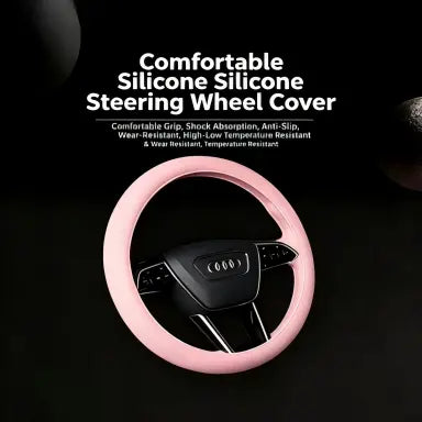 Universal Silicone Steering Wheel Cover – Non-Slip Soft Lychee Texture Auto Protector