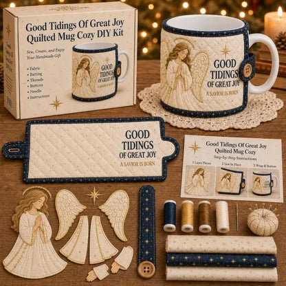 ⏳ Last Day 49% OFF – ✝️ Beginner-Friendly Christmas Faith Mug Cozy Sewing Kit | 6 Christian-Inspired Designs with Fabric Pieces, Batting, Appliqué, Thread, Buttons, Needle & Step-by-Step Guide Included 💕