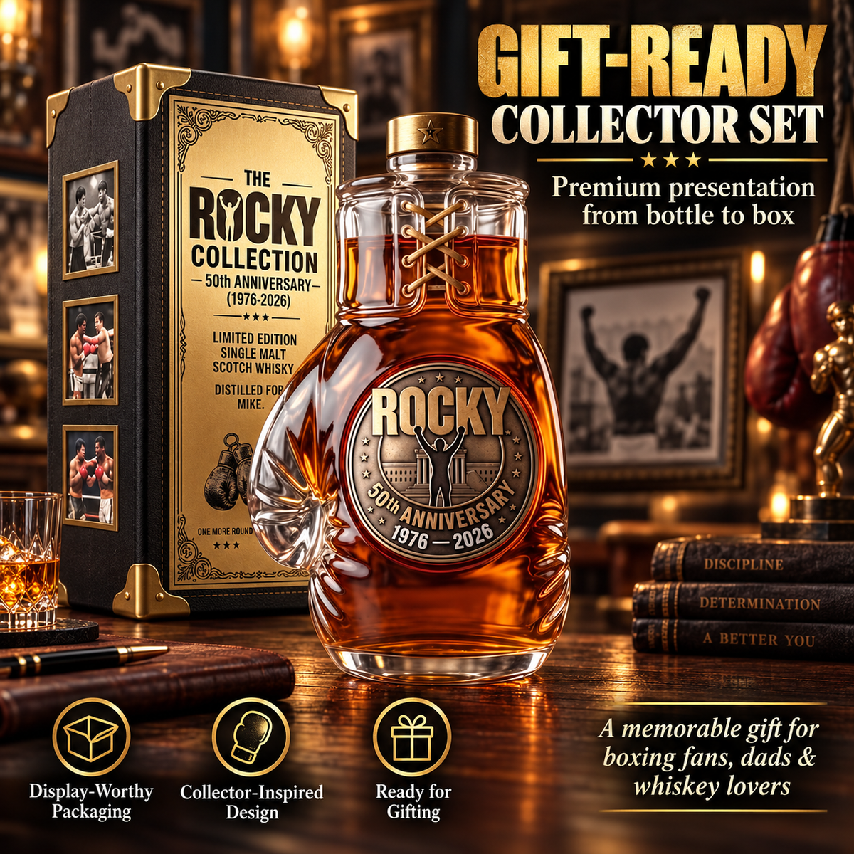 Rocky 50th Anniversary Boxing Glove Whiskey Decanter