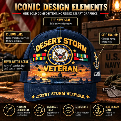 🎖️🇺🇸 Desert Storm 35th Anniversary Veteran Cap – Honoring Service, Brotherhood & Pride | 1991–2026