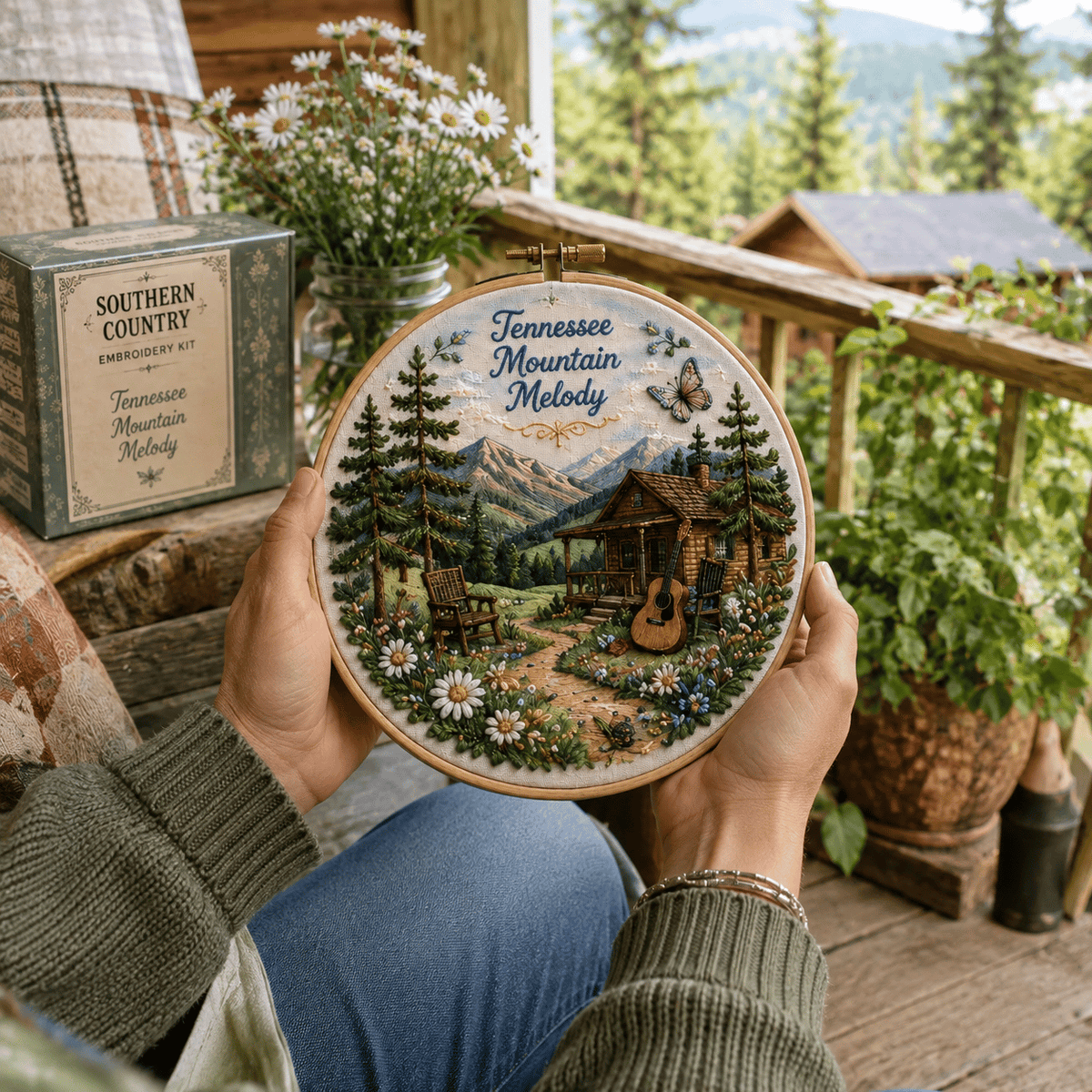 🌼 Beginner-Friendly Dolly Southern Country Needlework DIY Kit | Complete Kit with Pre-Printed Fabric, Wooden Hoop, Floss, Needles & Step-by-Step Guide Included 💕