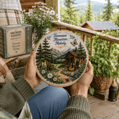 🌼 Beginner-Friendly Dolly Southern Country Needlework DIY Kit | Complete Kit with Pre-Printed Fabric, Wooden Hoop, Floss, Needles & Step-by-Step Guide Included 💕