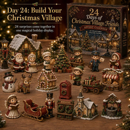 ⏳ Last Day 49% OFF – 🎄24 Days Of Christmas Village Friends Advent Calendar | 24 Unique Miniature Characters, Shops & Holiday Collectibles for a Complete Festive Village ✨