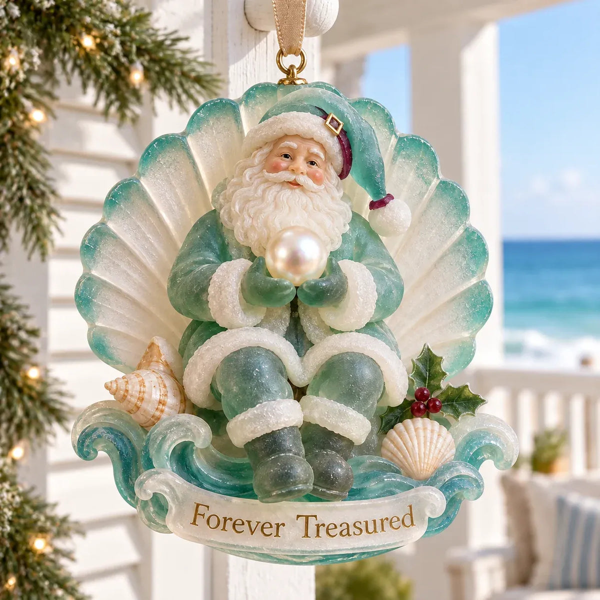 🎄Coastal Santa Christmas Ornament