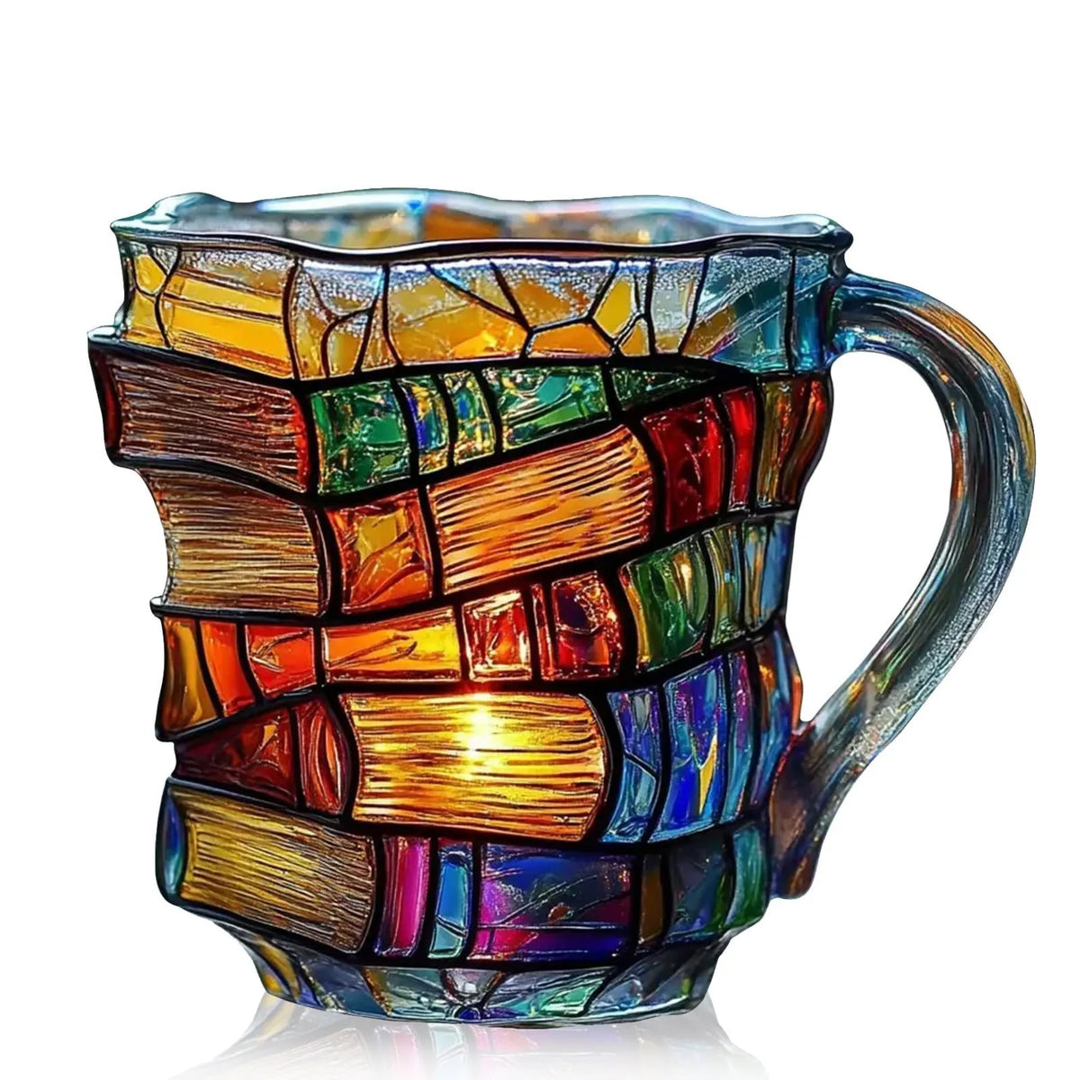 📚 Hand-Painted 3D Book Stack Glass Mug – Cozy Reader Gift, Only 7 Left ☕