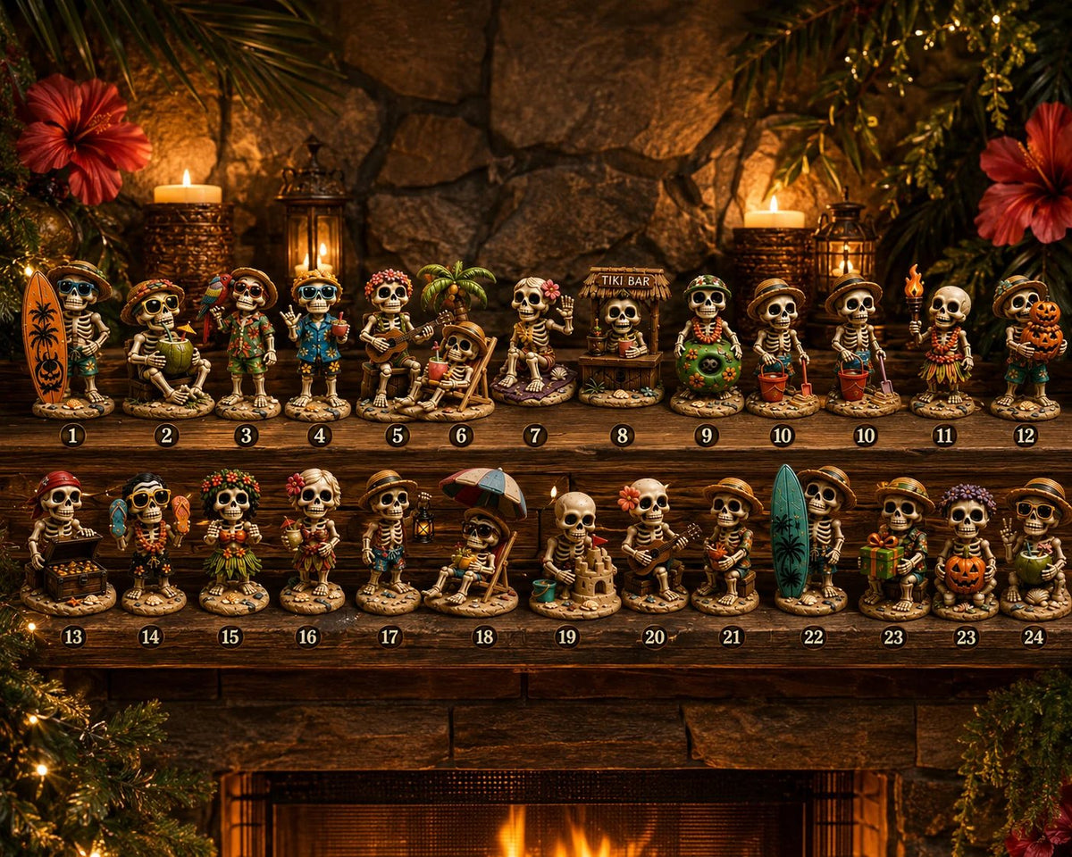 ✨24-Day Christmas Countdown Advent Calendar –Beach Vacation Skeleton Ornament