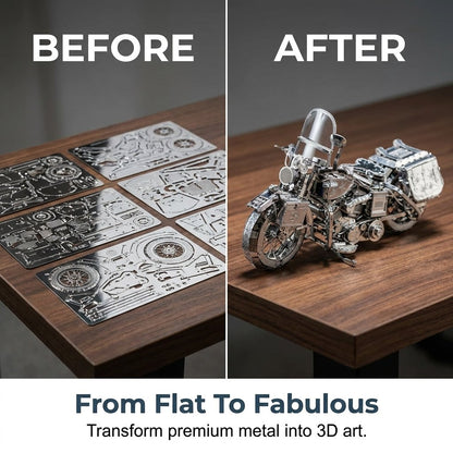 Silver Motorcycle 3D Metal Assembly Puzzle