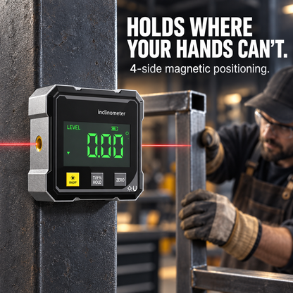 ⚙️ German Quality 4-Side Magnetic Digital Angle Gauge with Laser | Precision You Can Trust