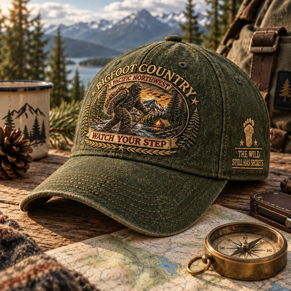 🔥LAST DAY 50% OFF - 2027 Bigfoot Country Heritage Cap – Pacific Northwest Vintage Washed Embroidered Hat (🧢100% Cotton)