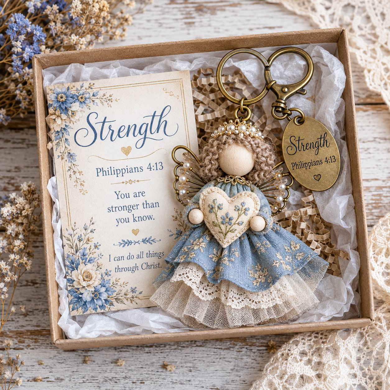 🪽 Faith Angel Keychain Gift Set - A Little Angel of Faith, Comfort & Love💛