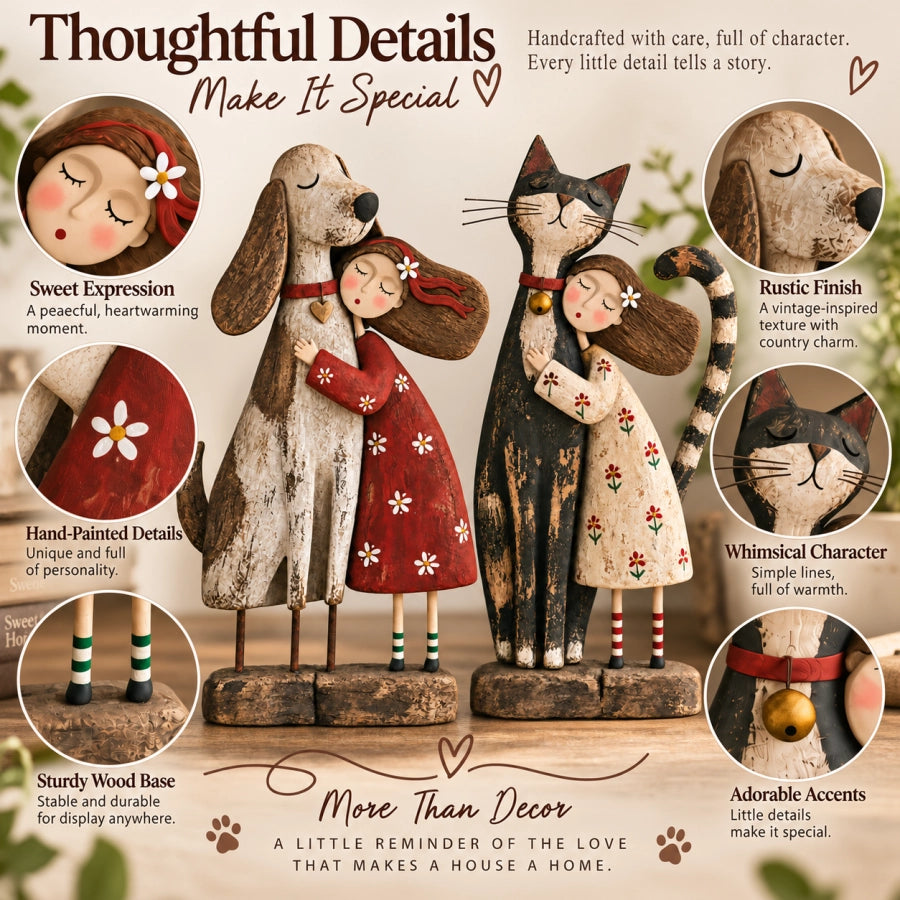 Girl & Her Best Friend Folk Art Figurine