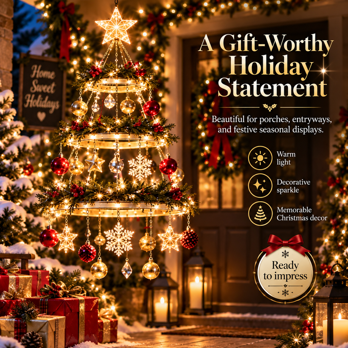 ✨ Holiday Hanging Light – Illuminated Christmas Garden & Porch Décor
