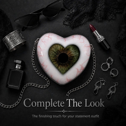 Gothic Heart Eye Crossbody Bag – Chain Statement Purse