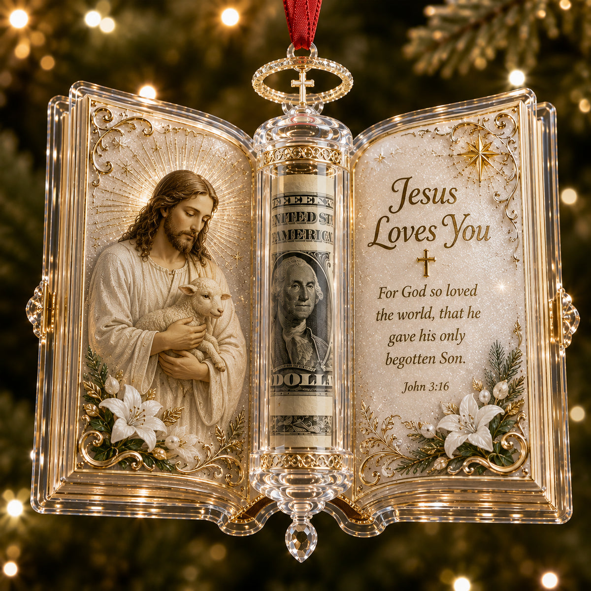 Christian Cash Gift Christmas Ornament – Faith-Inspired Money Holder Keepsake