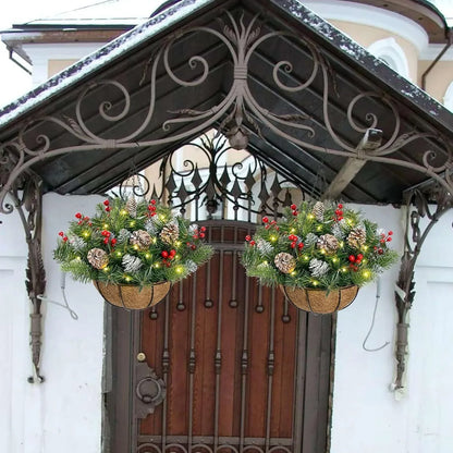 🔥60% OFF 🎄Christmas Hot Sale🏆Pre-Lit Artificial Christmas Hanging Basket