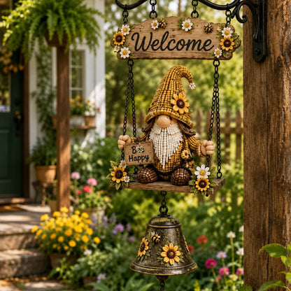 🔥Limited time 50% OFF – Rustic Garden Gnome Bell Outdoor Decor 🐞🌼
